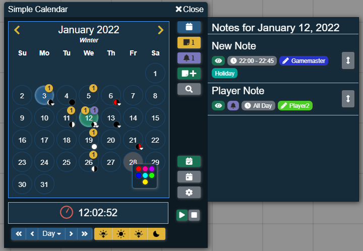 Screenshot of a calendar in Simple Clandar